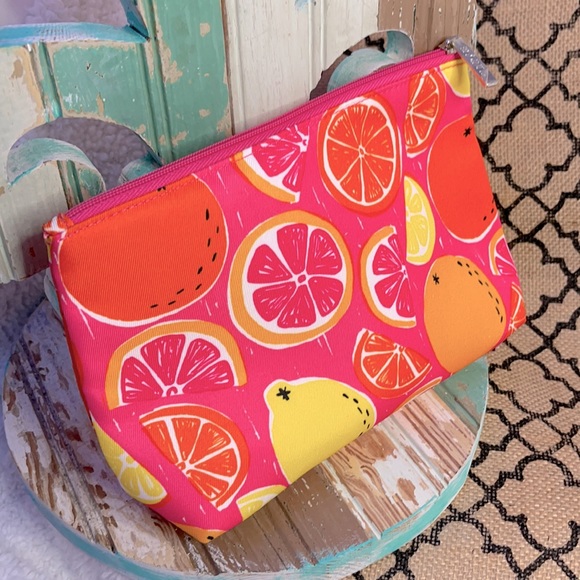 Clinique Handbags - 🌼 NEW Pink & Orange Cosmetic Tote Makeup Bag